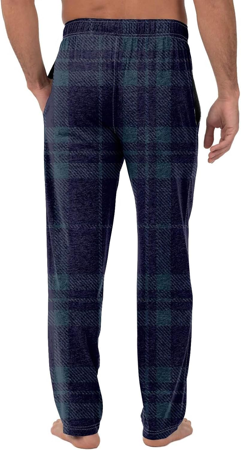 WENKOMG1 Men's Soft Pajama Pants, Lightweight Drawstring Plaid Lounge Sleep Bottoms with Pockets Pj Bottoms, S-3XL