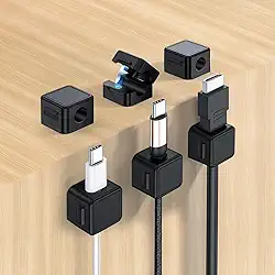 Generic Pacote com 6 organizadores de cabos magnéticos, gerenciamento de cabos, suporte de fio, cabo carregador USB oculto ou organizado para escritório, mesa, mesa de cabeceira