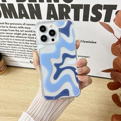 Miniatura 3 de Funda compatible con iPhone 14 Pro, bonito arte ondulado pintado para mujeres y niñas, borde de TPU suave, parte trasera protectora de policarbonato