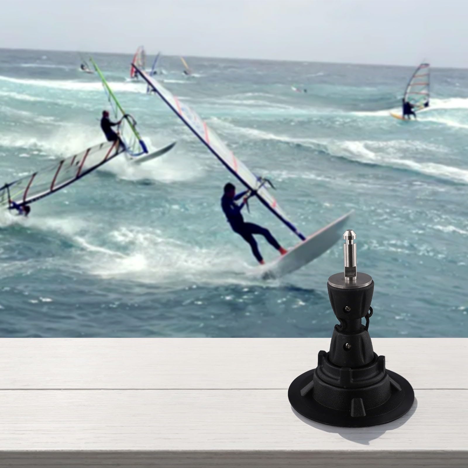 Windsurf-Mast-Basis mit 360-Grad-Drehgelenk, PVC-Segelgrundplatte für Windsurfen, niedriges Profil, Sehnengelenk, Windsurf-Board-Hardware, schwenkbarer Mastfuß