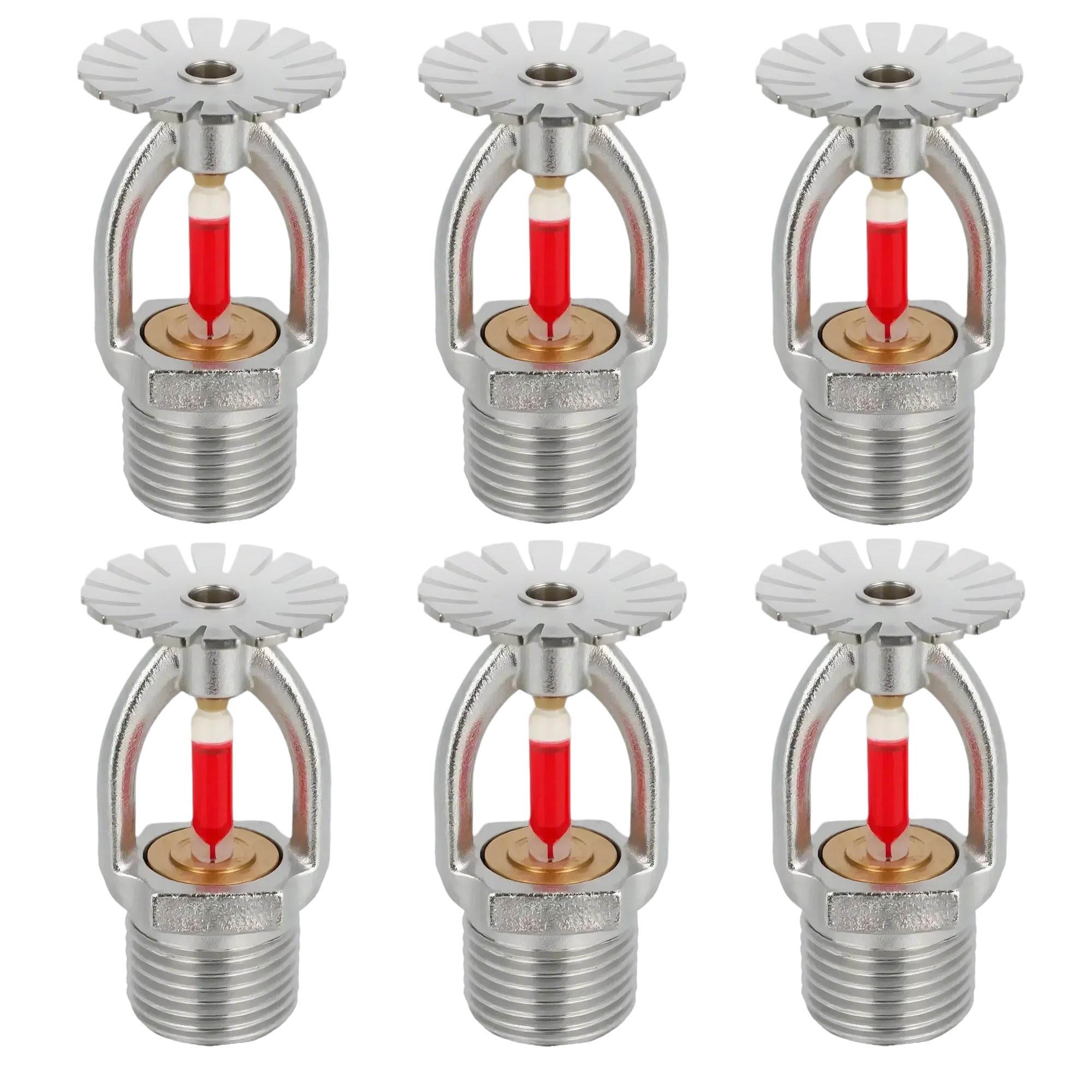 6 Pc Fire Sprinkler Head, Pendent Type 155℉ (68°C) Fire Sprinkler Heads 1/2" NPT Thread K80 Quick Response Sprinklers Water Spray Down for Home/Commericial/Workshop/Residential/Factory (Pendent Type)
