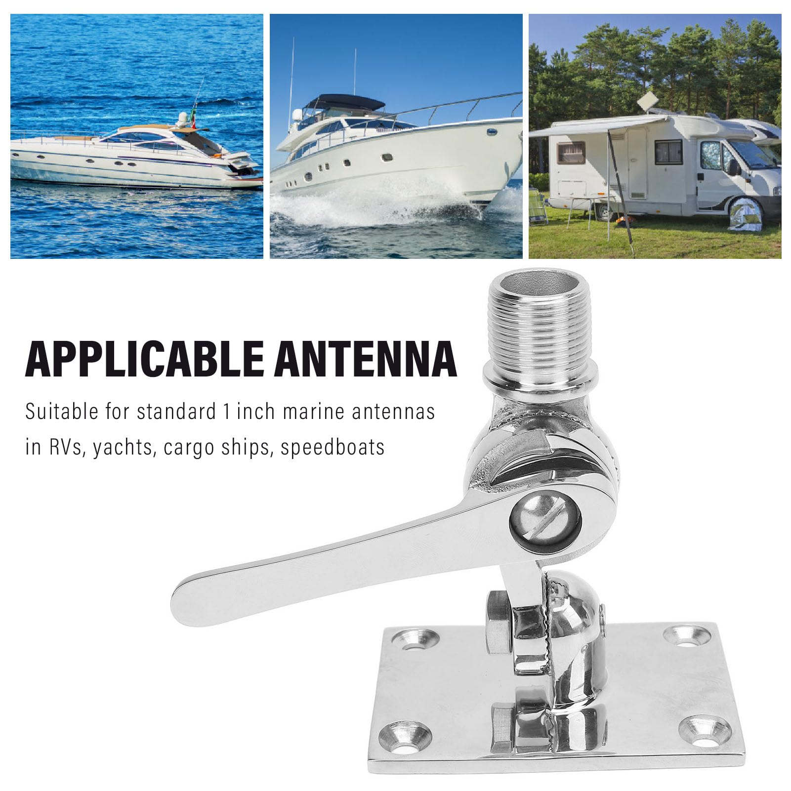 Marine VHF Antenne Halterung 316 Edelstahl Ratsche Basis für 1