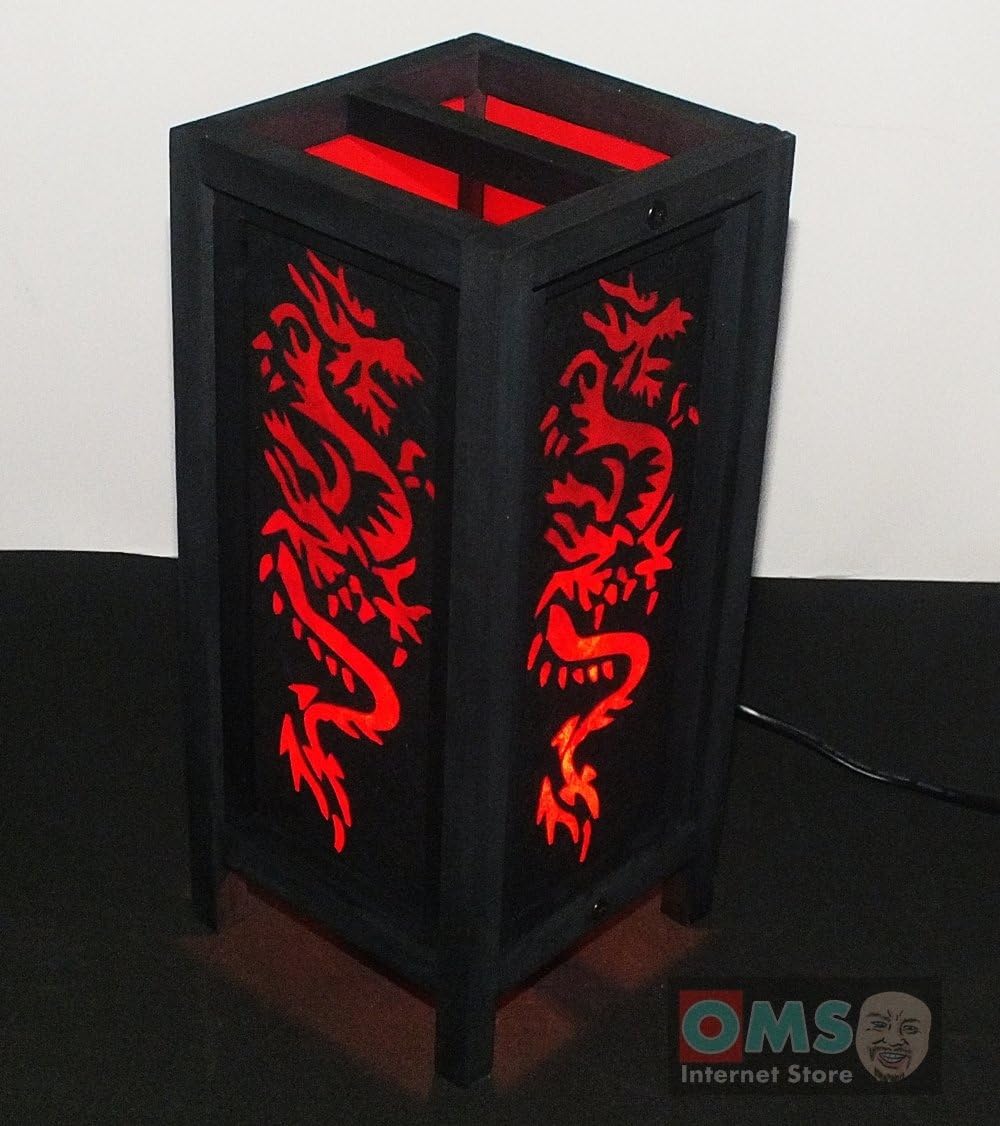 ASIAN ORIENTAL RED DRAGON SAA PAPER TABLE LAMP #L010