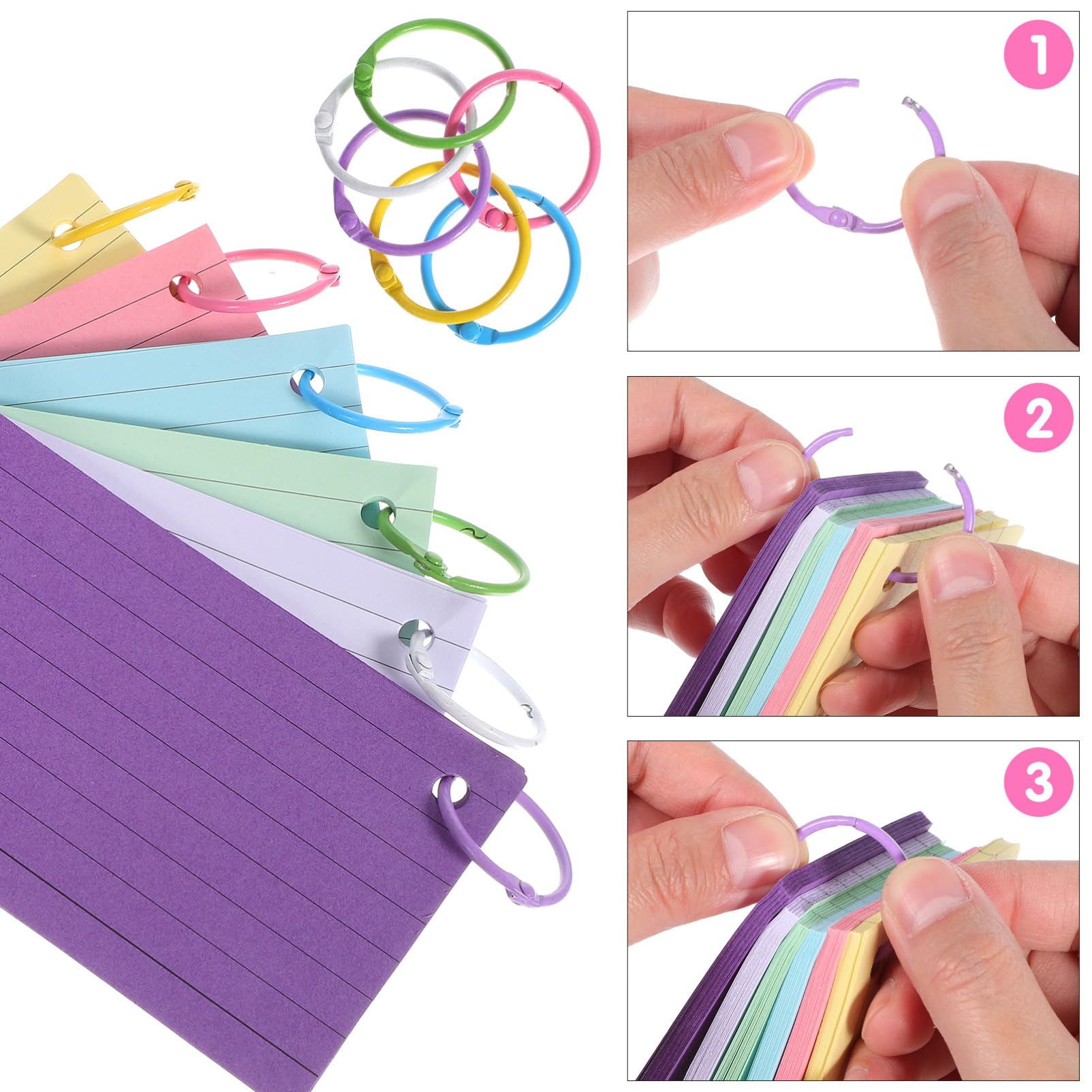 jojofuny 4 Set Blocco Note A Spirale Schede Di Schede Di Apprendimento Schede Di Appunti A Righe Schede Con Anelli Schede Di Per La Revisione 300 fogli*4 Colore Casuale