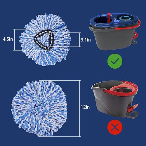 Miniatura 3 de Paquete de 2 cabezales de repuesto compatibles con O Cedar 2 tanques, trapeador giratorio y cubo, fregona de microfibra de fácil limpieza, repuesto