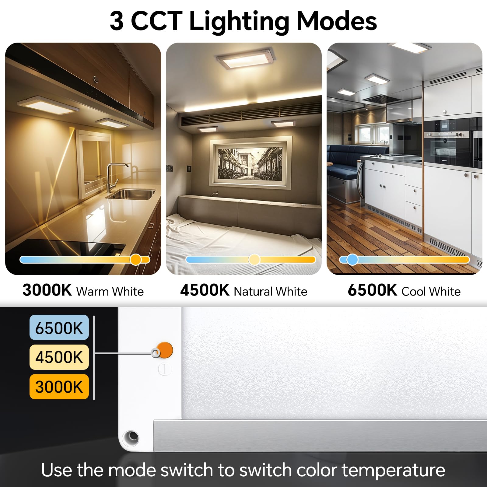 acegoo Campervan Boat 12V LED Ceiling Light Full Aluminum 11W, 3 Color Temperature Switchable - Image 3