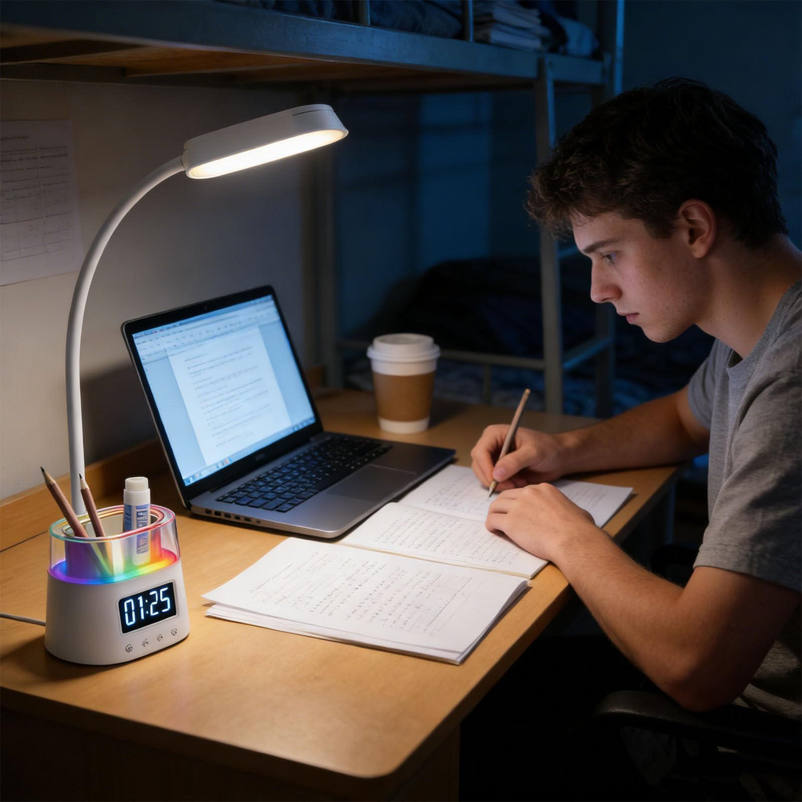 Przenośna lampa biurkowa LED zasilana przez USB, składana konstrukcja, sterowanie dotykowe, czasomierz, automatyczne wyłączanie, uchwyt na długopis do kompaktowych przestrzeni lampa biurkowa