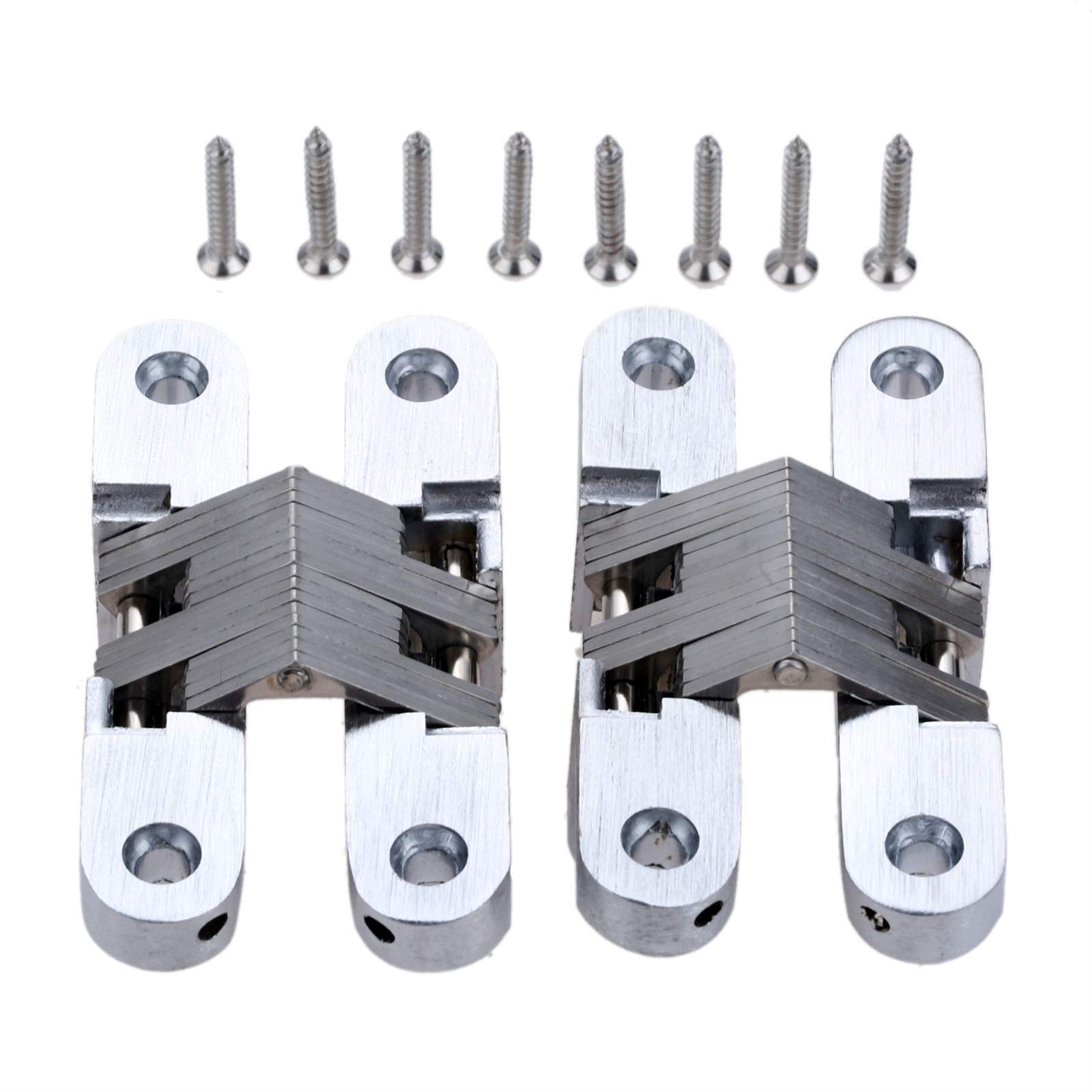 2pcs 304 Stainless Steel Hidden Invisible Concealed Folding Door ，for Kitchen Furniture Hardware with Screws(19x95mm)