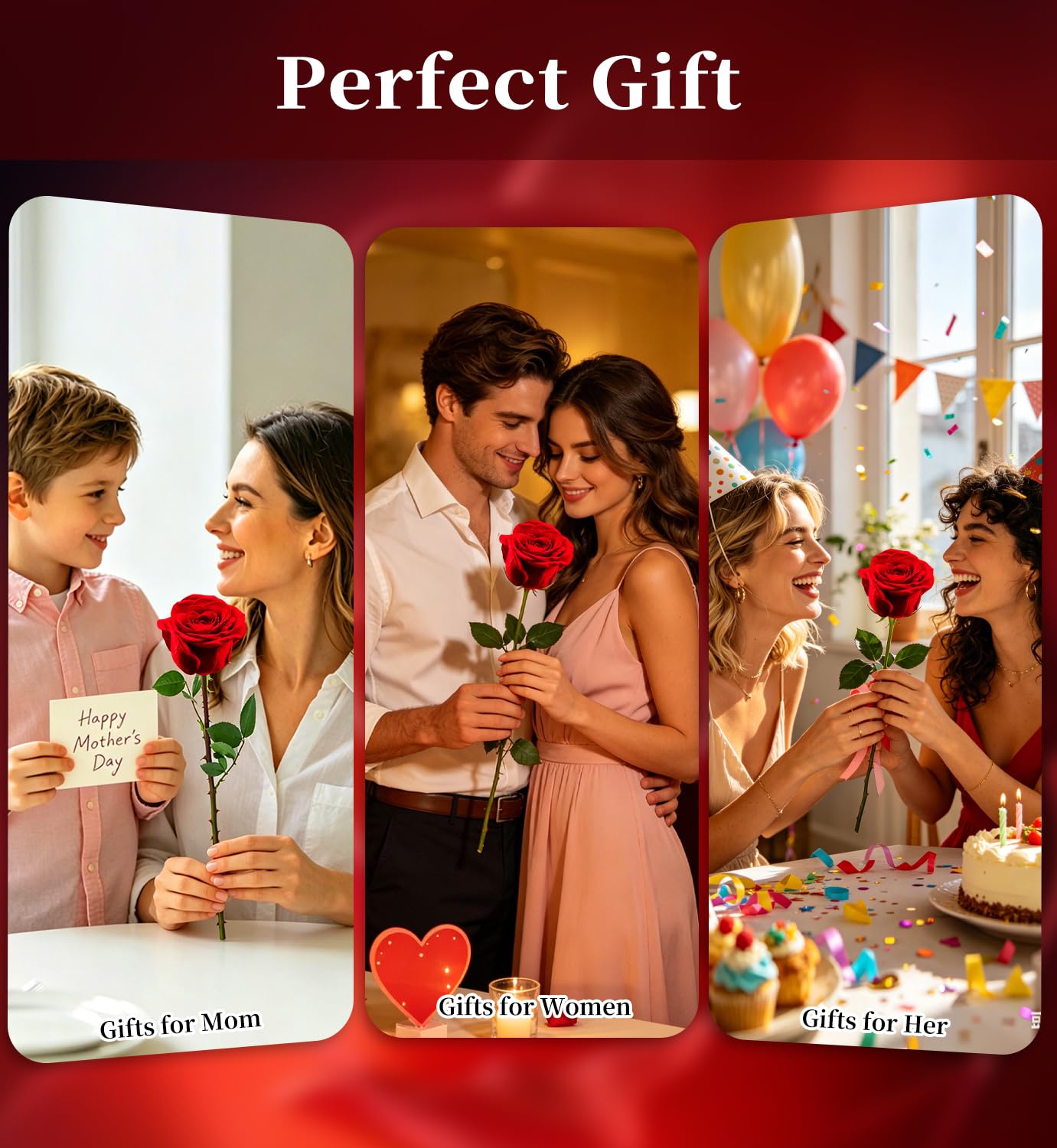 Preserved Flowers for Delivery,Red Rose Bouquets That Last 5 Years,Birthday Flowers Gifts for Women Mom Grandma Wife Friends,Mothers Day Roses Gift,Romantic Floral for Anniversary or Valentine’s Day