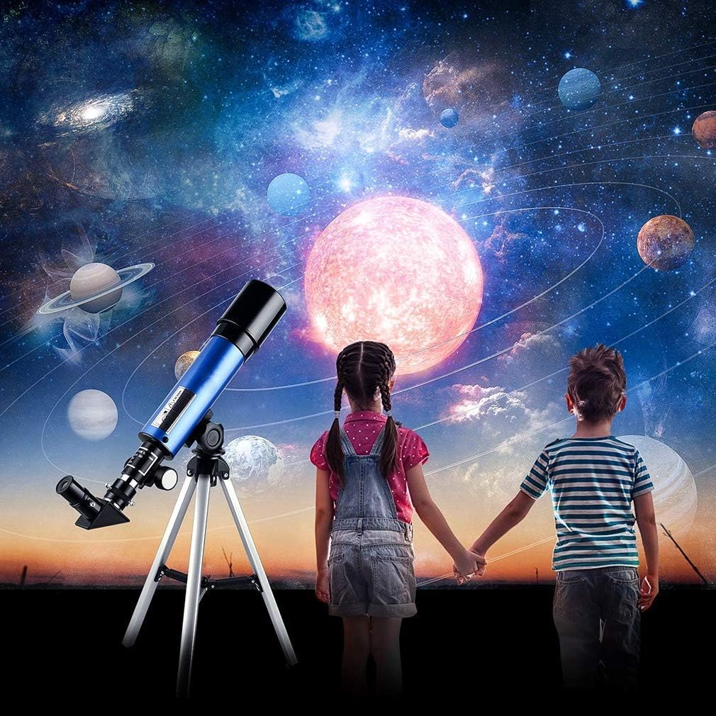 Hd Durable Astronomical Telescope, Portable Refractor Telescope, Fully Coated Glass Optics, with Metal Moon Filte and Tripod, Ideal Telescope for Beginners