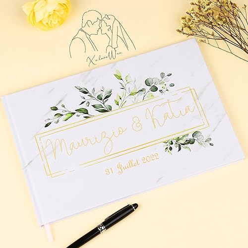 Miniatura 5 de Libro de invitados de boda personalizado, libro de inicio de sesión de invitados con nombre personalizado (personalizado)