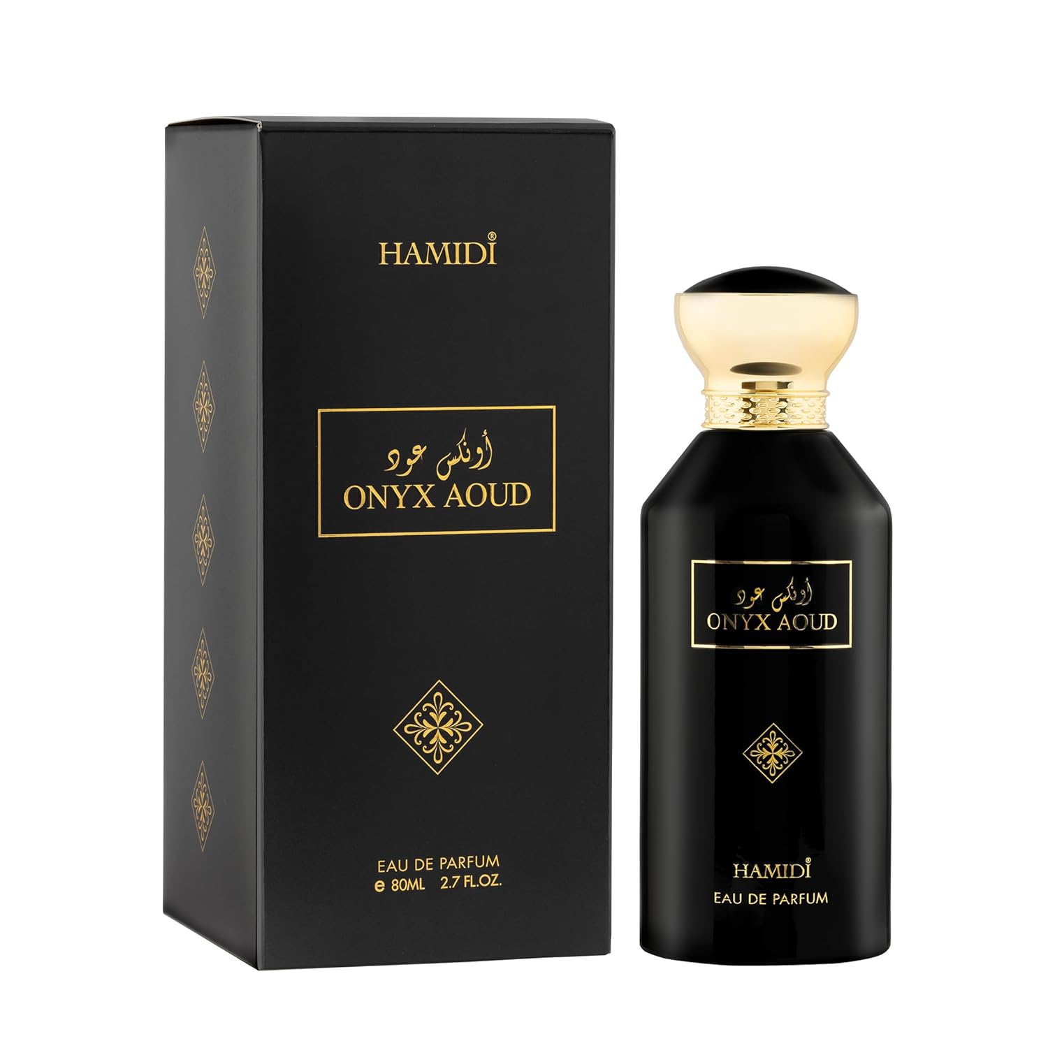 Hamidi H Mens Onyx Aoud Eau de Parfum – Luxury Long-Lasting Arabian Fragrance for Him – Woody & Floral Scent – 2.70 Oz Perfume Spray
