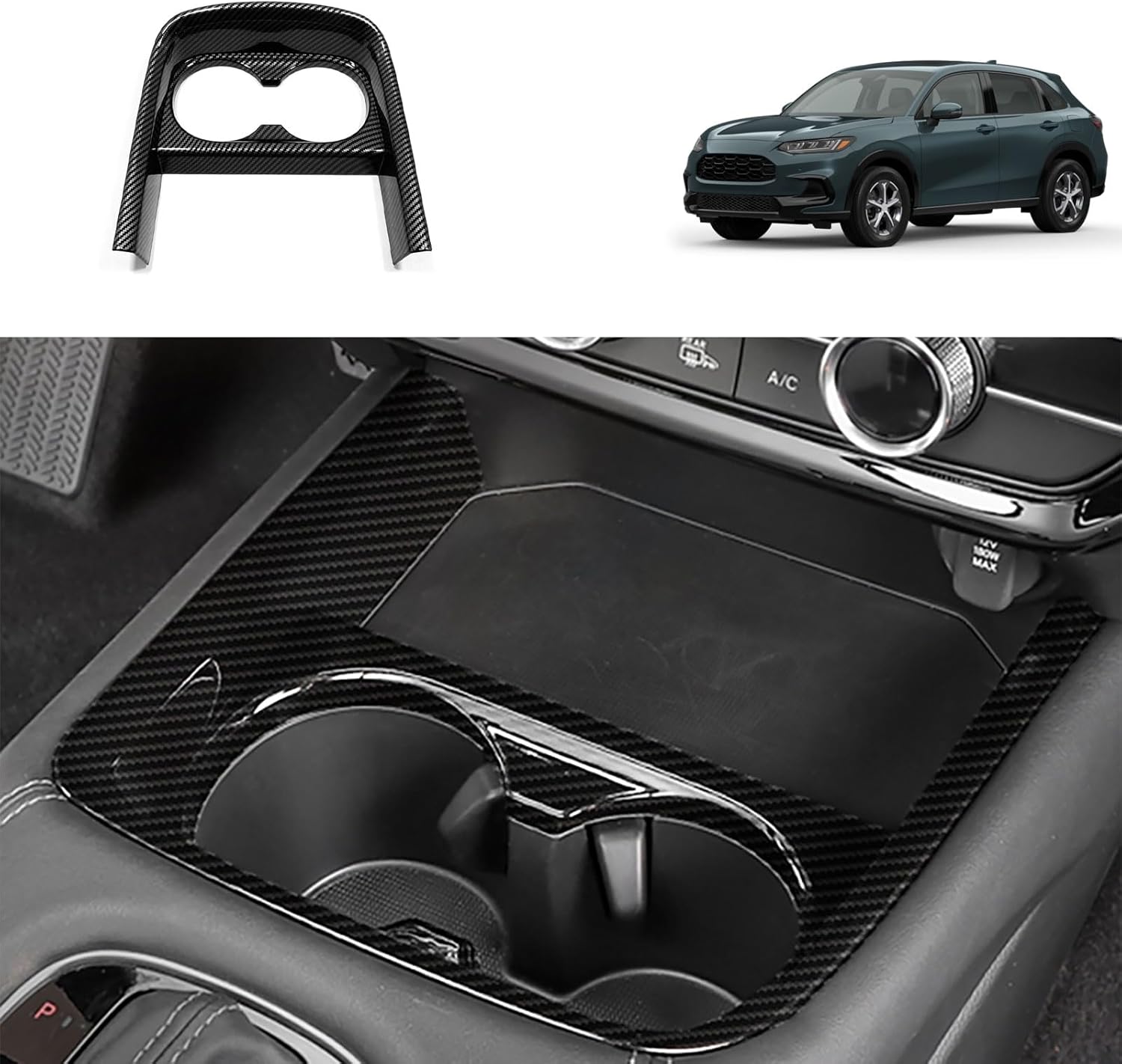 Car Accessories Compatible with Honda New HR-V HRV 2026 2025 2024 2023 Center Console Cup Holder Cover Water Cup Holder Panel Trim ABS 1PC(Red)