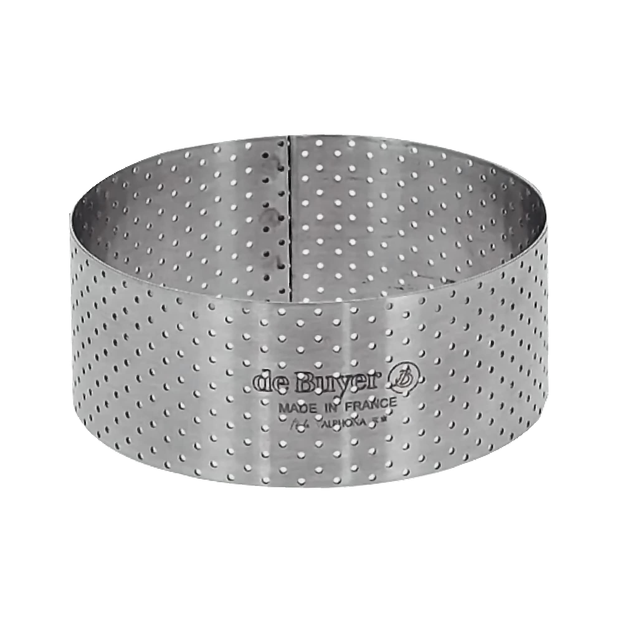 De Buyer Perforated Stainless Steel Straight Tart Ring - 55x35mm