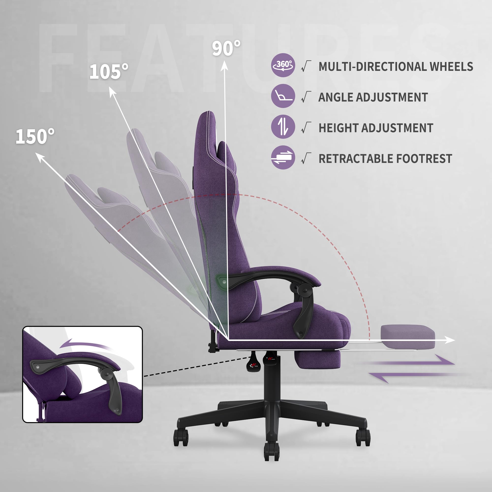 SITMOD Sedia gaming con Poggiapiedi, Ampia Sedia da Ufficio Ergonomica Imbottita, Alta Capacità di Carico, Sedia per Computer con Schienale Alto e Poggiapiedi, Tessuto a rete