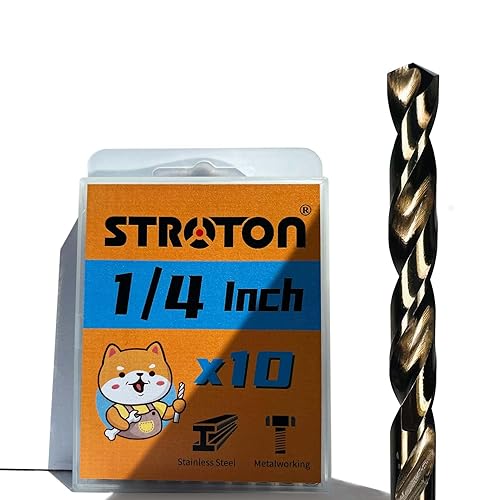 Miniatura 2 de M35 - Juego de brocas helicoidales de cobalto (14 de pulgada, 10 unidades) para metal duro, acero y acero inoxidable