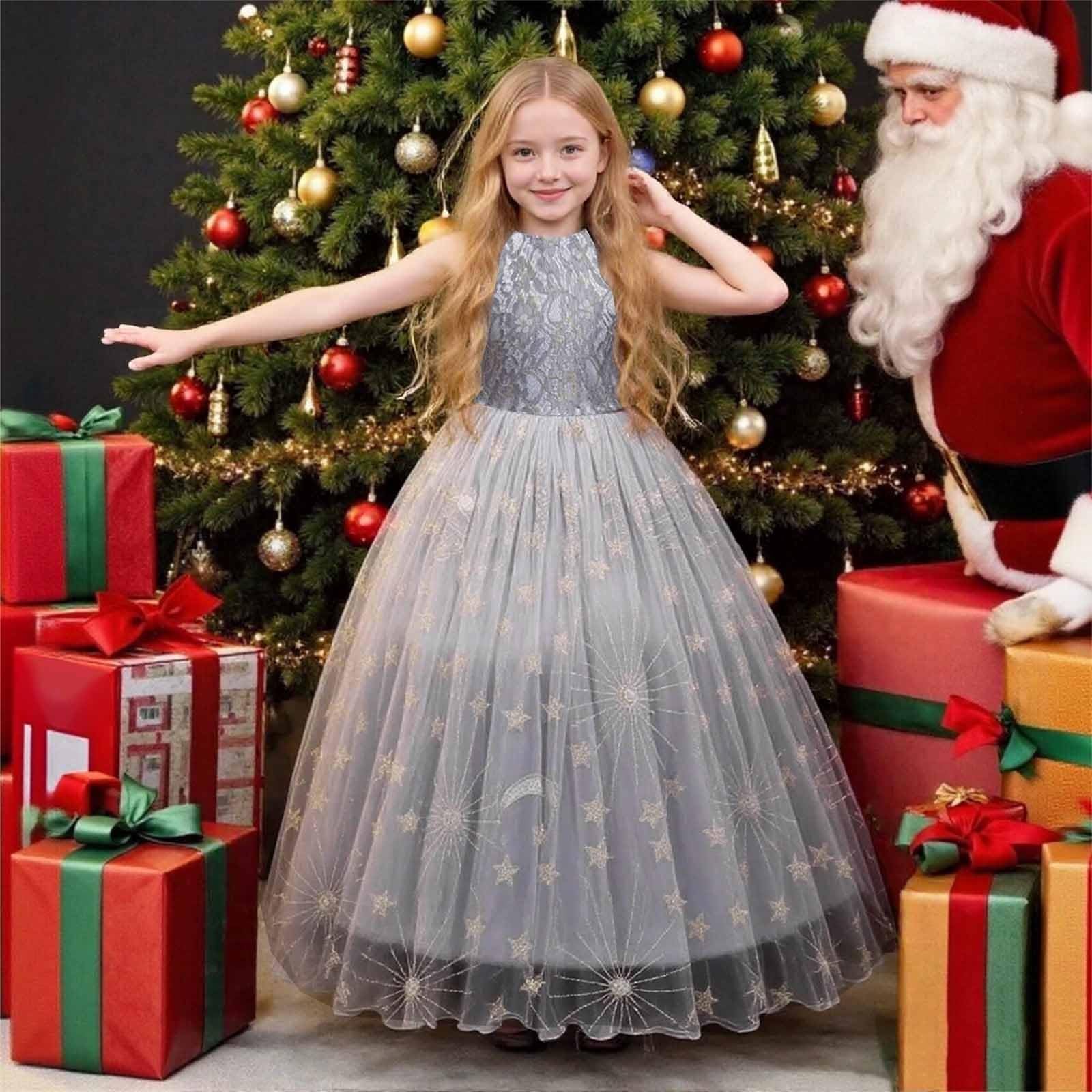 XANAYXWJ Sukienka świąteczna Sukienka dla dziewczynek Sukienka zimowa Sukienka wieczorowa stroju świątecznego Sukienka dla dziewczynek Elegancka, długa sukienka na występ na fortepianie 5 14 lat