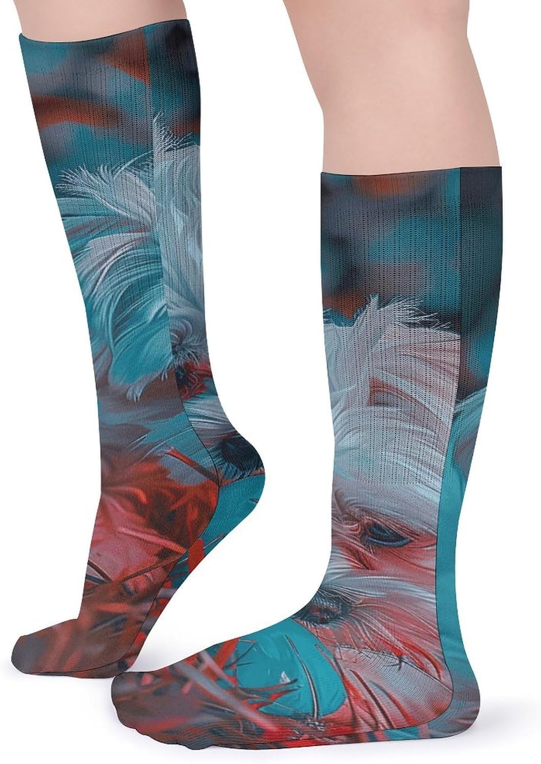 5 Pairs Knee High Socks Maltese Dog Long Tube Boot Seamless Toe