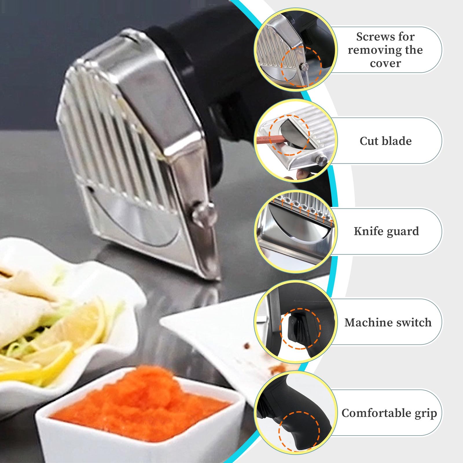 Cuchillo Eléctrico para Kebab, Cuchillo para Kebab, Máquina Cortadora de Shawarma Doner Giroscópica Turca, Grosor Ajustable de 0 a 8 mm, Corte Ajustable para Restaurante 100T
