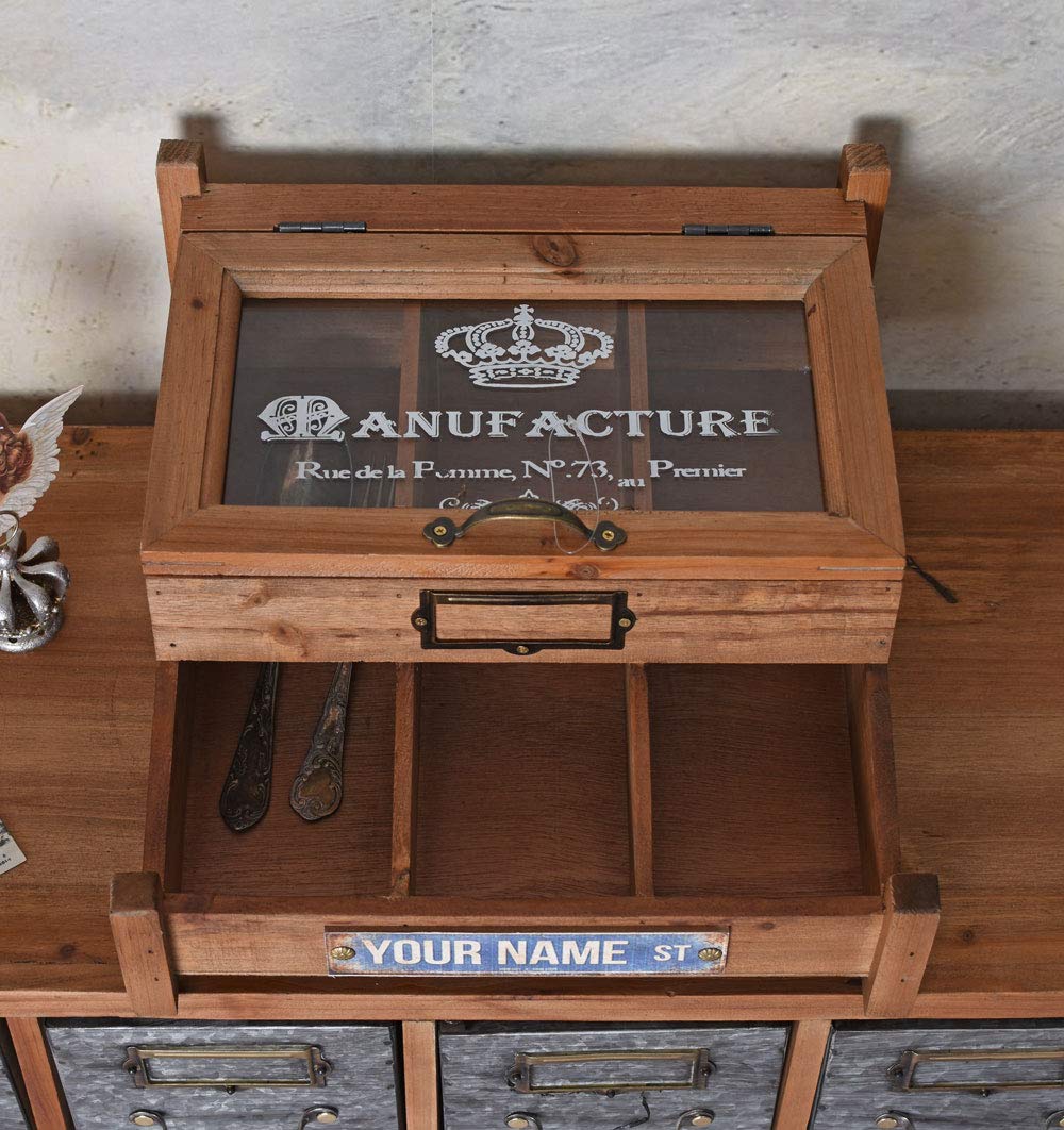 Besteckkiste „MAISON LAVANDE“ – Shabby Chic Holzbox | 3 Fächer | Glasdeckel | Besteckkasten im französischen Landhausstil lof087 Palazzo Exklusiv