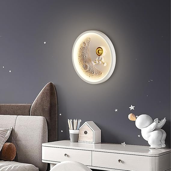 LED Duvar Lambası Üç Renkli Kısılabilir Çocuk Odası Duvar Lambası Ay Astronot Dekorasyon Yatak Odası Oturma Odası Koridor Merdiven için Duvar Aydınlatma 3000 K-6500K (Bulut) [Enerji Sınıfı A+++]