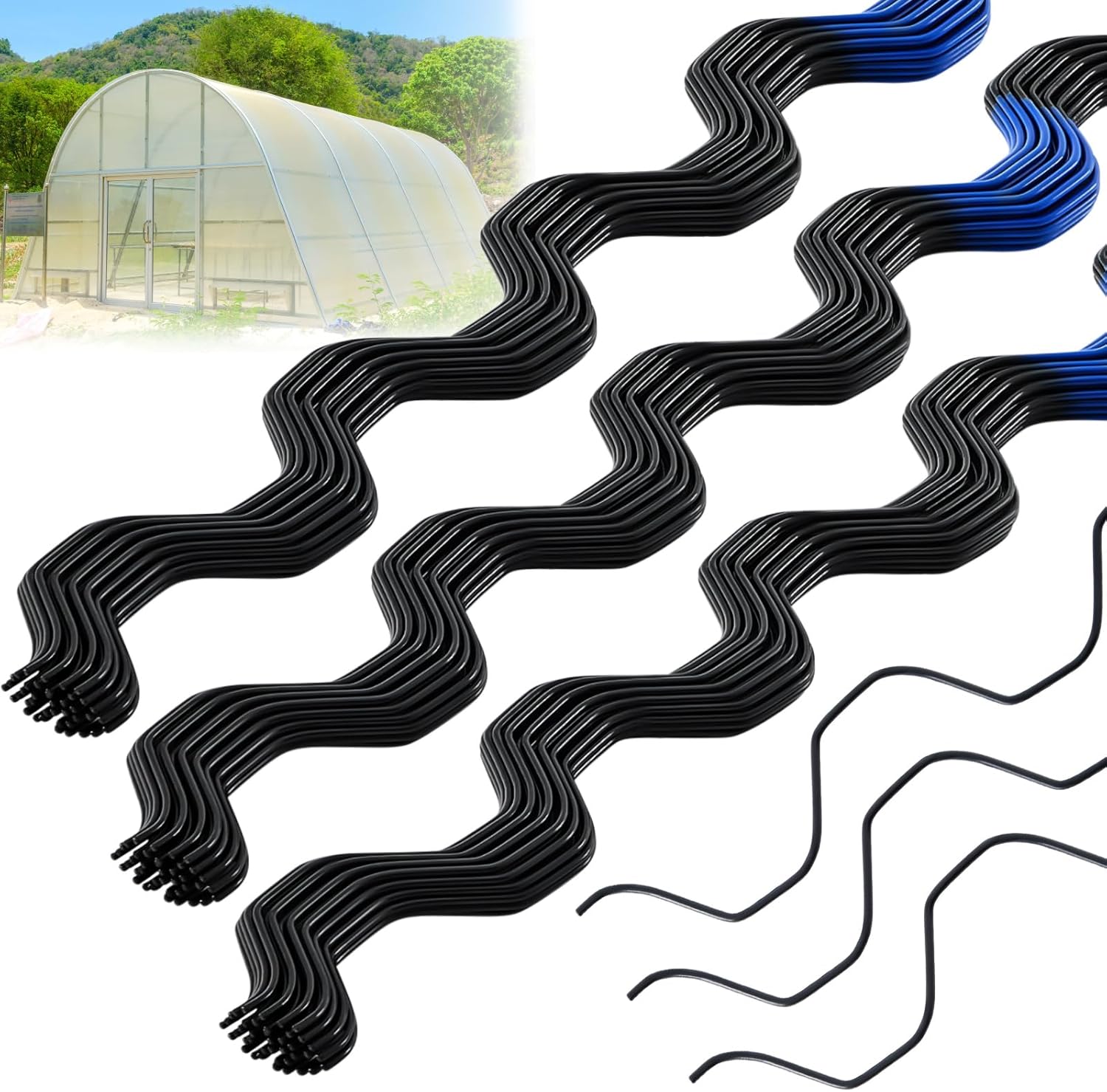 MorningRo 60 Pcs 6.6 ft PVC Coated Greenhouse Swing Spring Wire Greenhouse Spring Lock Wire for Fix Attachment Plastic Poly Film and Shade Cloth