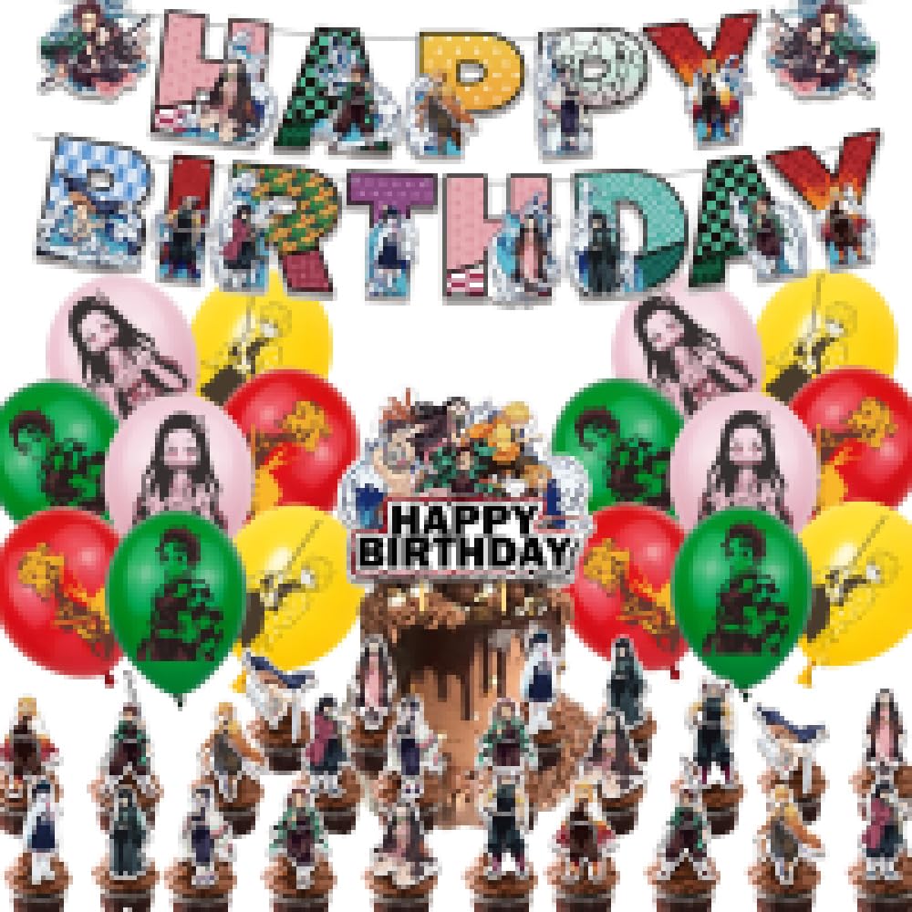 Slayer Birthday Party Decorations: Banner, Balloons, Cake Toppers Cupcake Topper Cake Decoration, Ribbon โ image 1