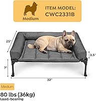 Vista 2 de Veehoo Cooling Elevated Dog Bed Add Removable Waterproof Bolster Cushion Mat, Raised Pet Cot with Breathable Teslin Mesh, No-Slip Feet, Dog Sofa Bed
