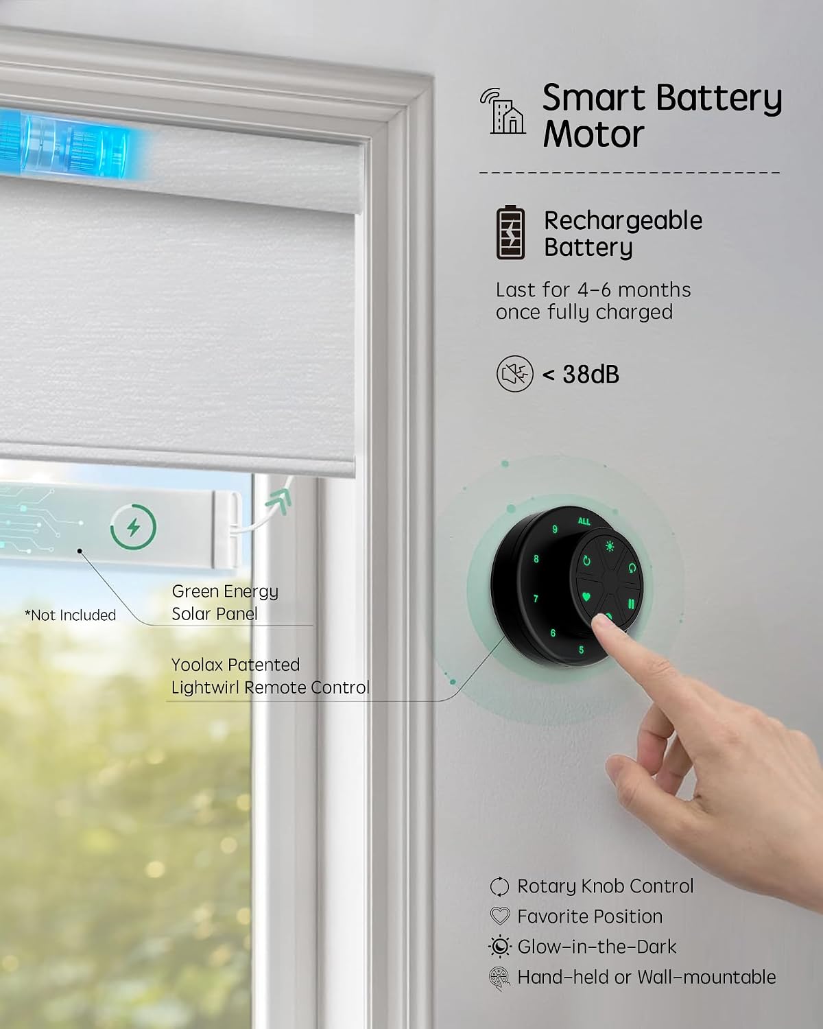Yoolax Motorized Blinds with Remote, Designer Smart Blinds Work with Alexa, Google, Apple Homekit, 100% Blackout Motorized Shades Custom Electric Shades Voice Control (V- Shimmer Meteor White)