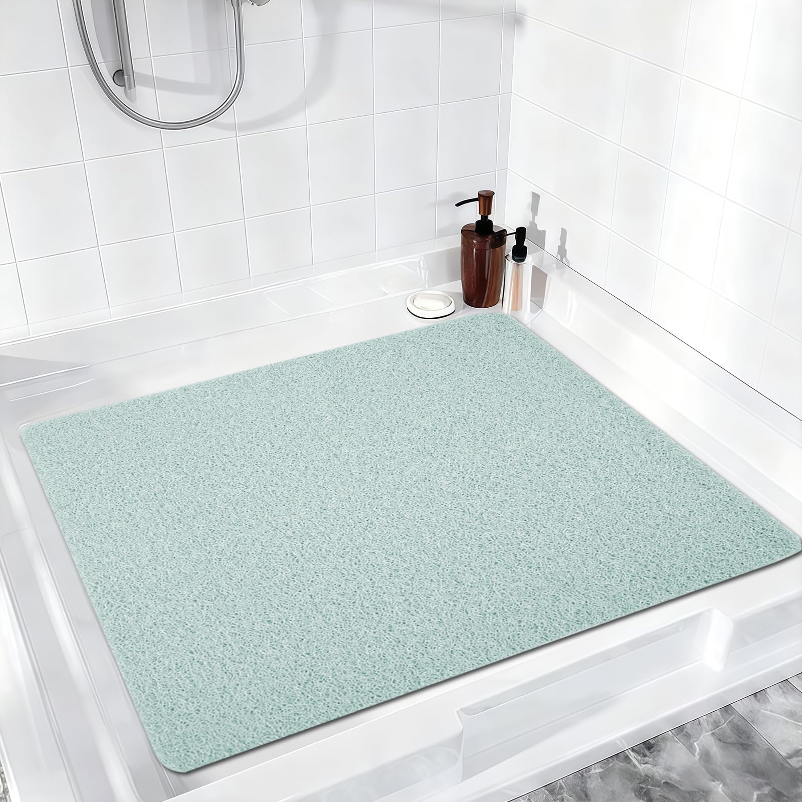 Non-Slip Shower Mat for Bathroom, 80 x 84 cm Quick Drying Anti-Mould Bath Mat with Strong Suction Cups