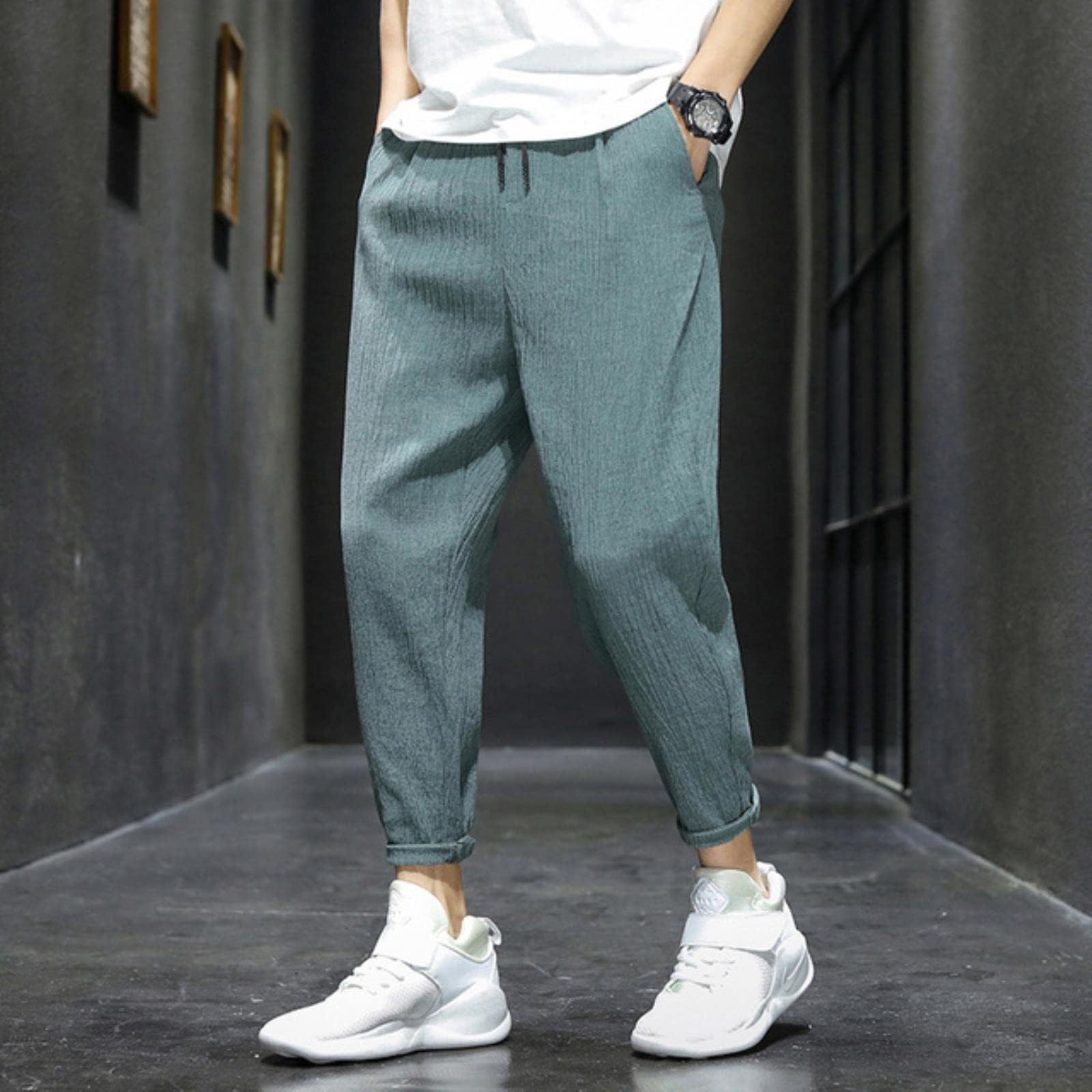 Yujun Solid Color Men Harem Pants Japanese Streetwear Men Casual Loose Pants Fashion Male Joggers Pants Trousers 3XL