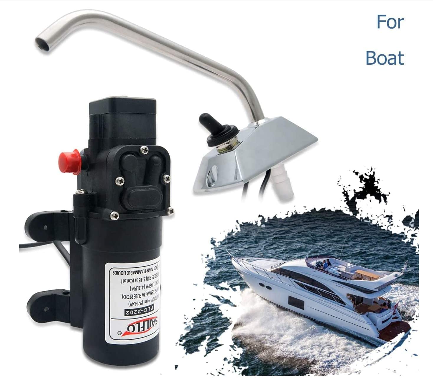 Pompe à eau 12 V 72W auto-amorçante galère pompes électriques haute pression robinet de rotation/robinet Avec tuyau 2M pour bateau RV/caravane camping-car