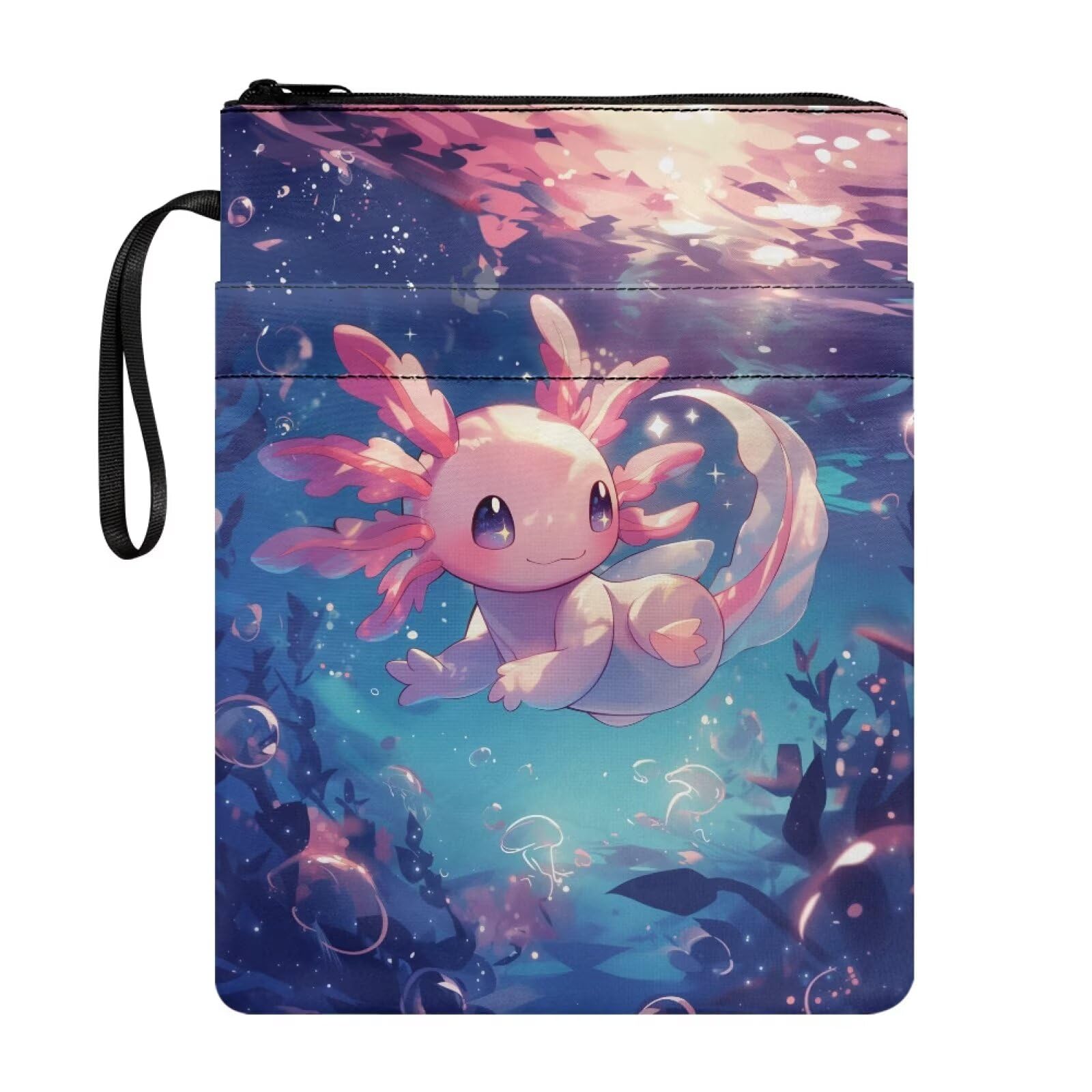 UOIMAG Axolotl Book Pouch Cute Book Sleeve for Girls Back to School Supplies Paperback Covers — image 1