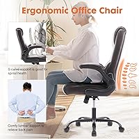Vista 3 de Sweetcrispy Silla de oficina ejecutiva ergonómica marrón silla de escritorio con ruedas de altura ajustable para computadora con soporte lumbar