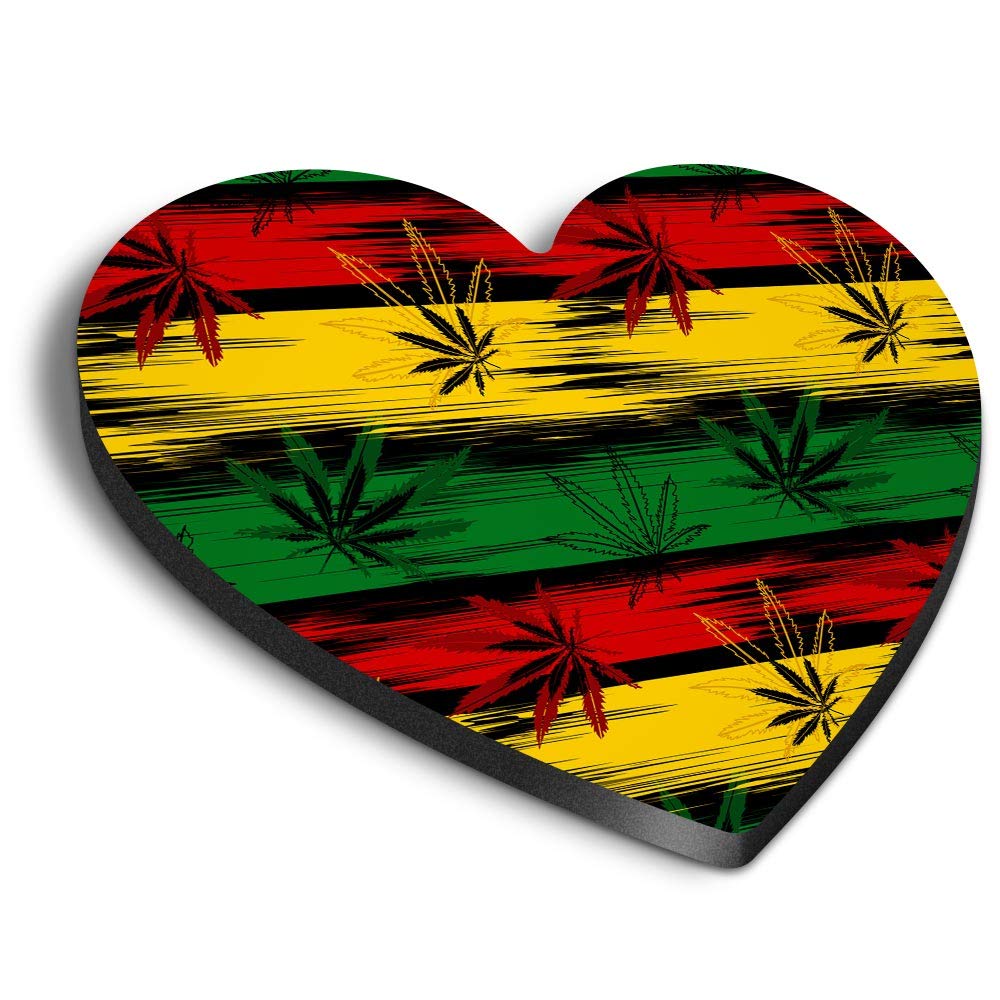 Destination Vinyl Ltd Multicolor 1 X Heart Mdf Magnets - Jamaican Flag Cannabis Pattern 16551