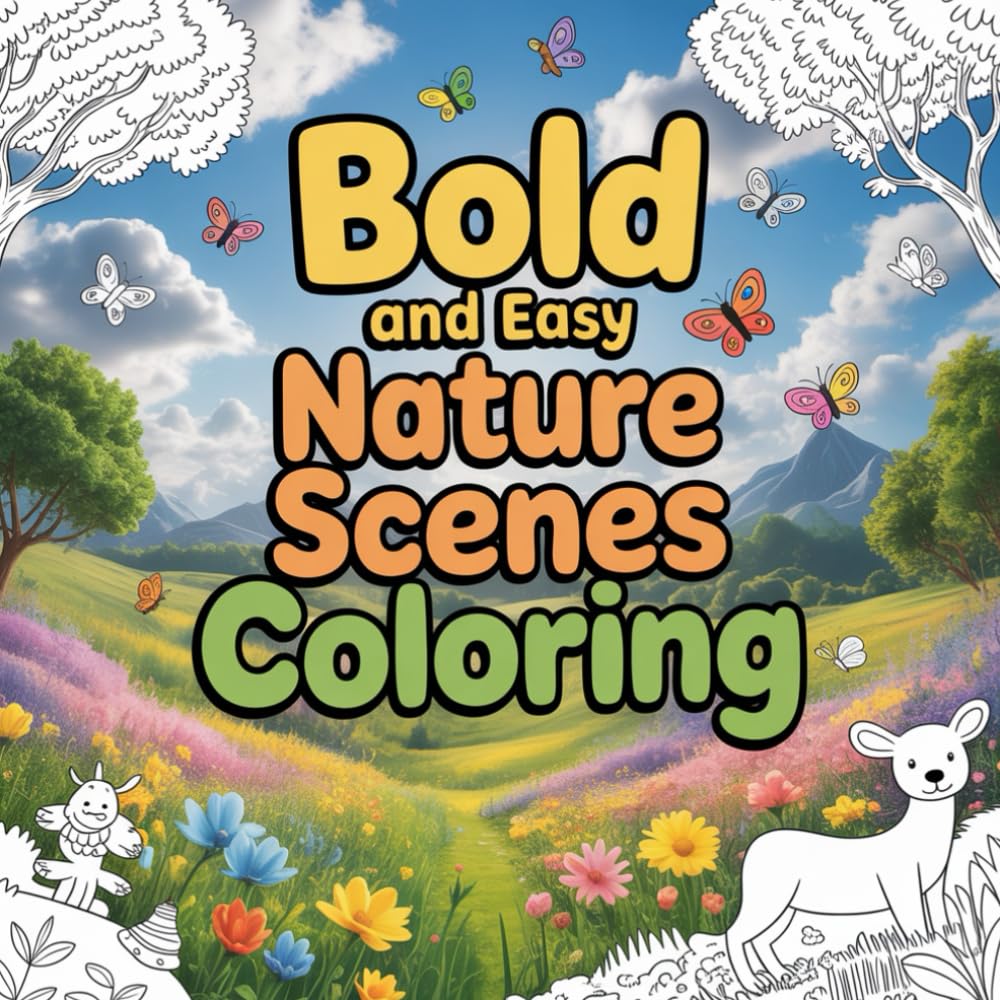 Bold and Easy Nature Scenes Coloring: Relax, unwind, and explore the beauty of nature through bold and easy coloring bok.