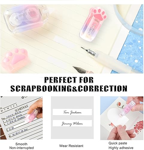 Miniatura 3 de Cinta de corrección blanca, bonito juego de papelería, incluye 3 piezas de borrador retráctil, regla, cinta adhesiva de doble cara, cinta de