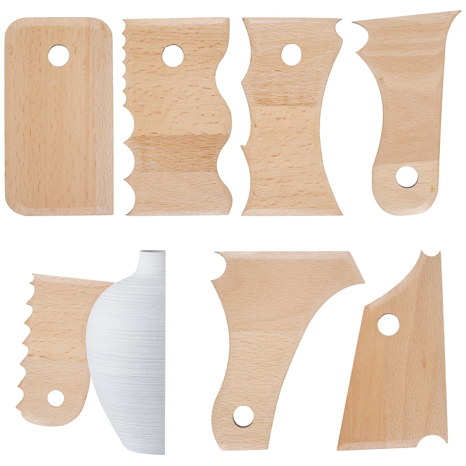 7 Pieces Pottery Foot Shaper Tools Big Size Pottery Profile Rib Bundle Foot Shaper Pottery Ceramics Trimming Tools Foot Shaper for Pottery Ceramics Carving Clay Molds Clay Ceramics