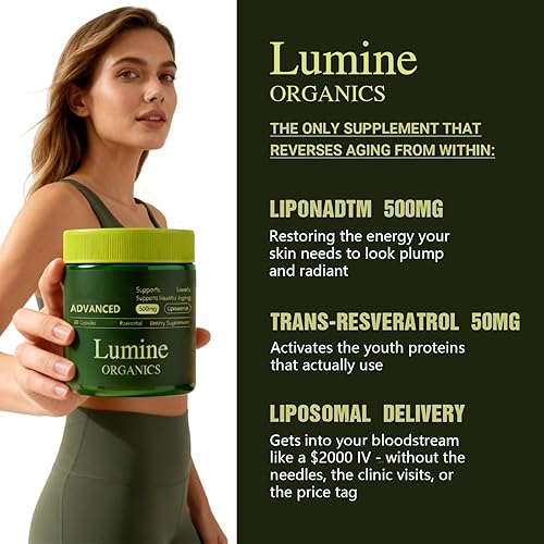 Vista 3 de 1PCSLumine Organics Suplemento NDA+, cápsulas de suplemento liposomal con ribósido de nicotinamida, resveratrol y quercetina Alternativa NMN