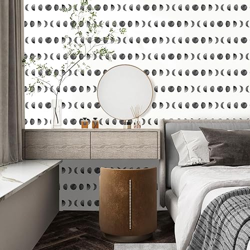 Miniatura 3 de Erfoni Papel tapiz blanco y negro para despegar y pegar, papel de contacto con puntos de acuarela, papel de contacto de 17.7 x 118.1 pulgadas, papel