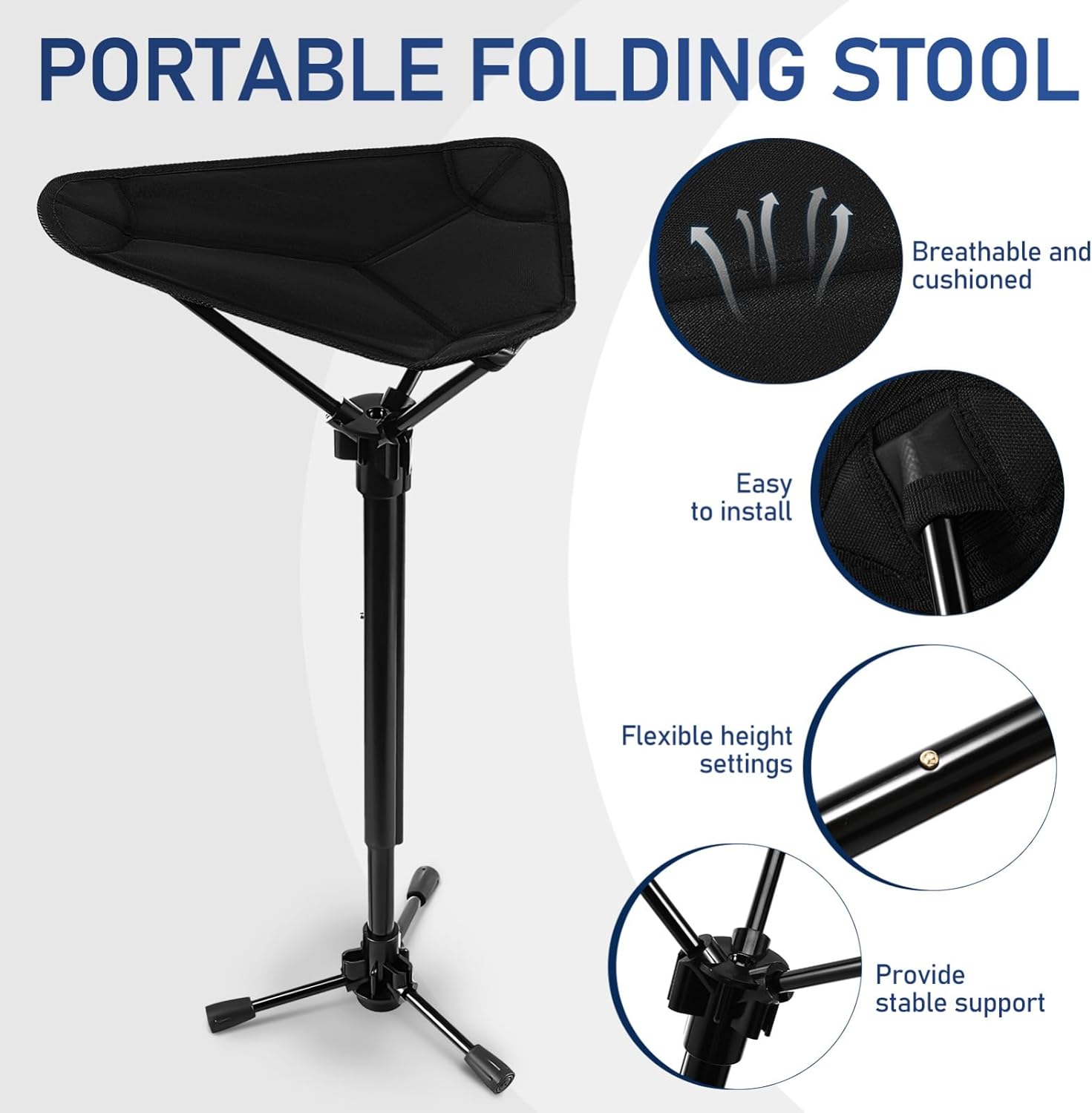 Portable Folding Camping Stool, Lightweight 3-Legged Chair Perfect for Outdoor Activities Like Fishing, Hiking, and Gardening, Compact Design for Easy Carrying
