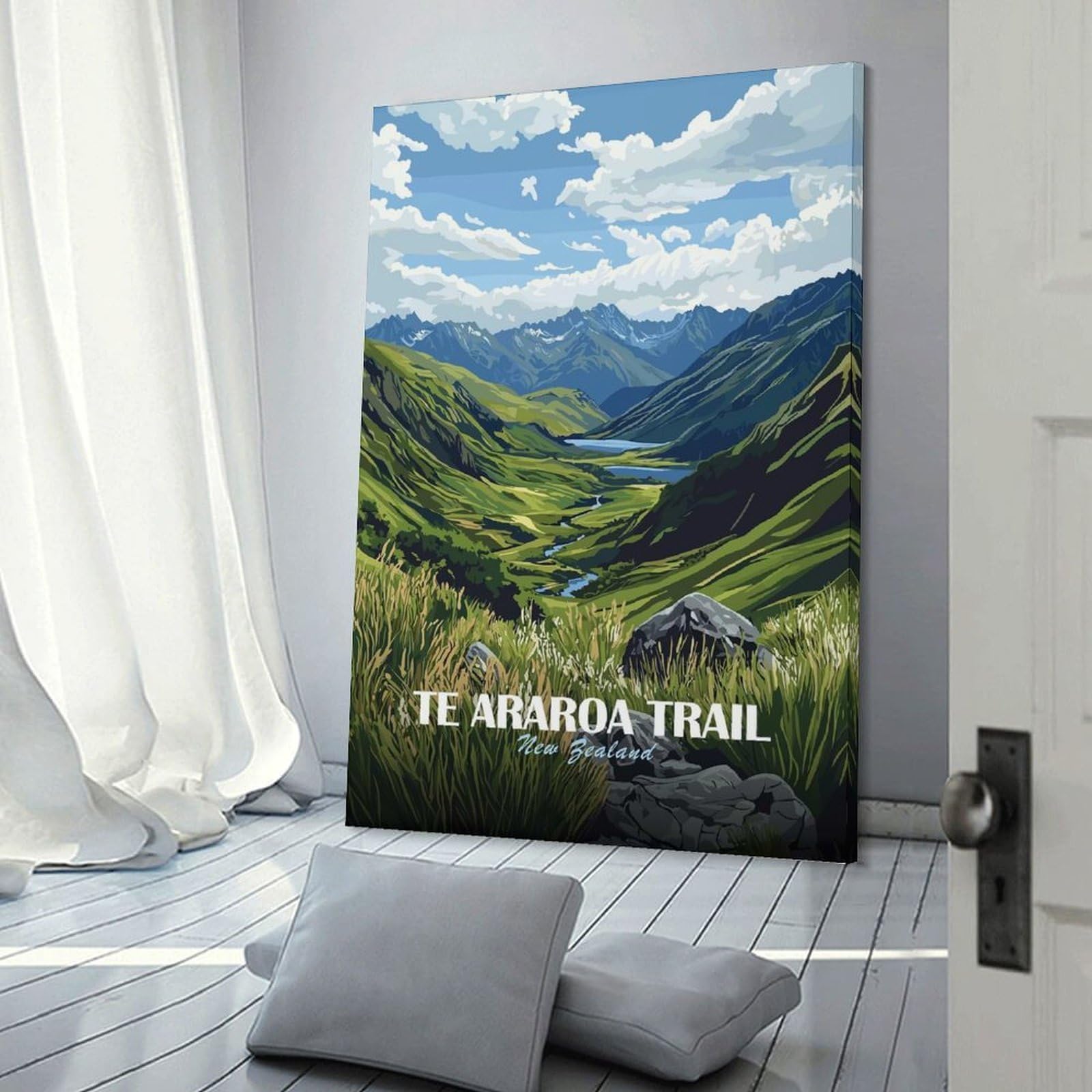 Junmoney Frame-Style-3-1 Te Araroa Trail New Zealand Wall Art Print 24X36inch(60X90cm), For Corridors, Hallways Or Apartment Entries, Wall Decor To Refresh Empty Corners