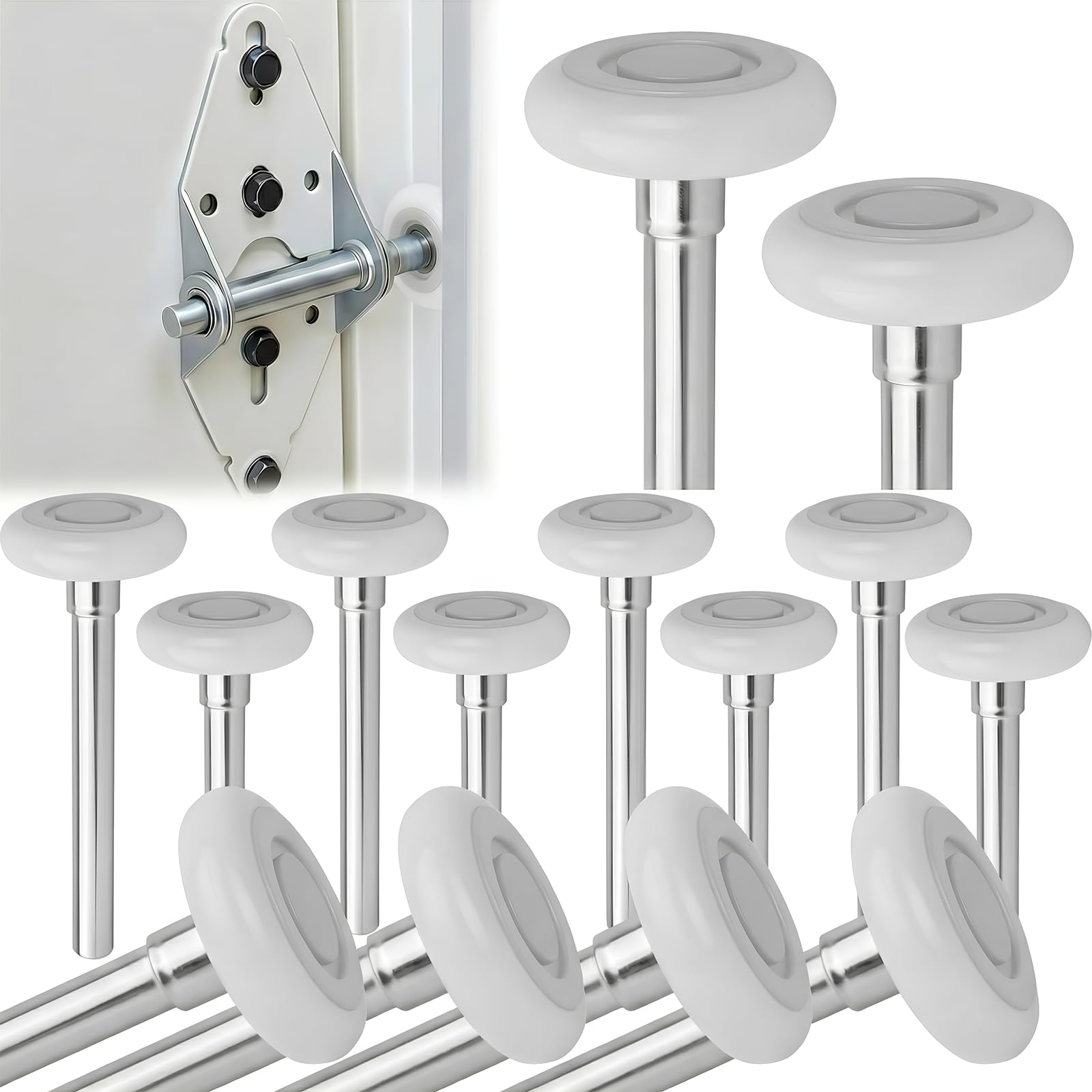 20 Pack 7" Stem White 2" White Nylon Garage Door Roller with Protective Sealed-Cap(Dustproof), Ultra Quiet &amp; Long-Lasting, Commercial High Load Capacity, Double Sealed Bearings