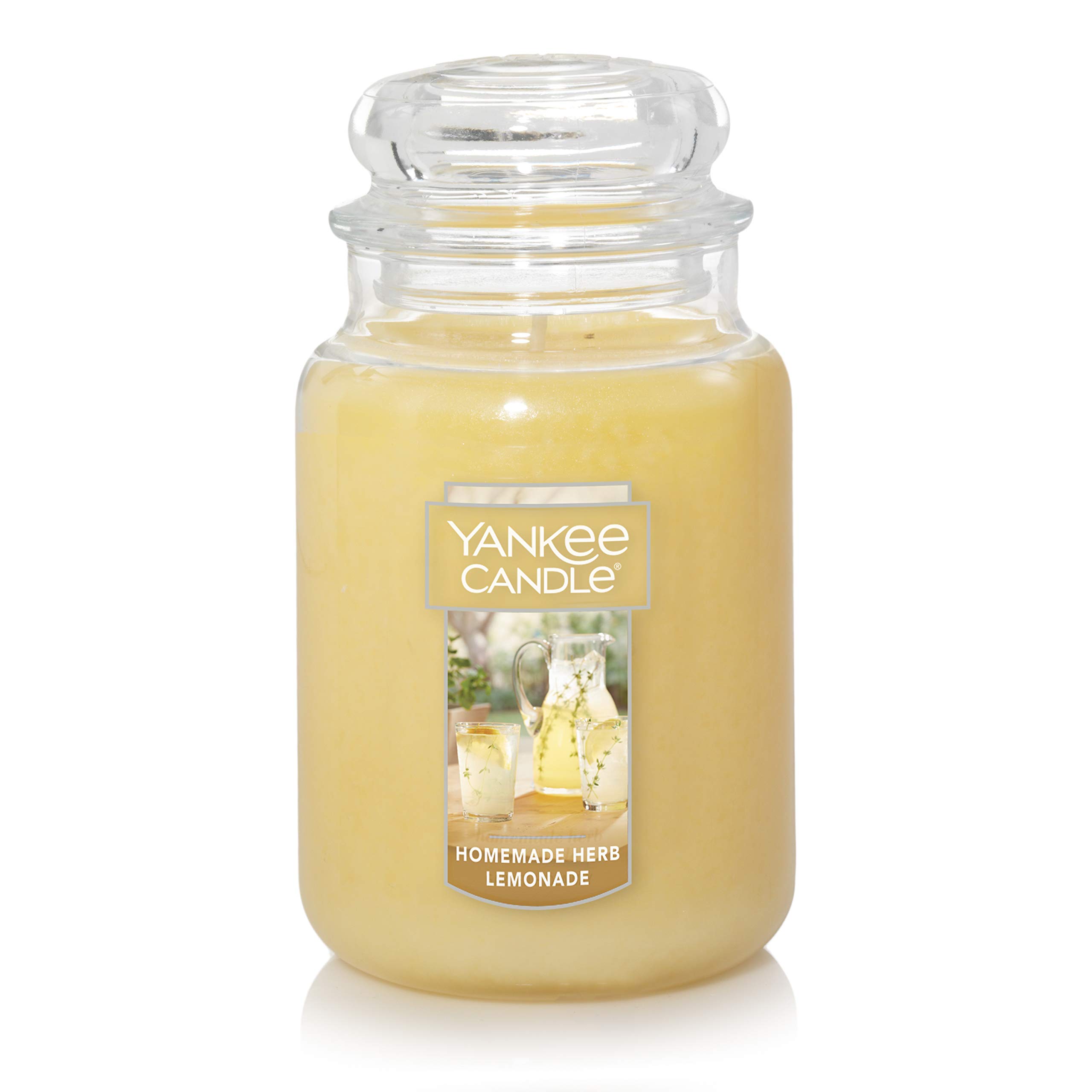 Yankee Candle Homemade Herb Lemonade Scented, Classic 22oz Large Jar Single Wick Candle, Over 110 Hours of Burn Time