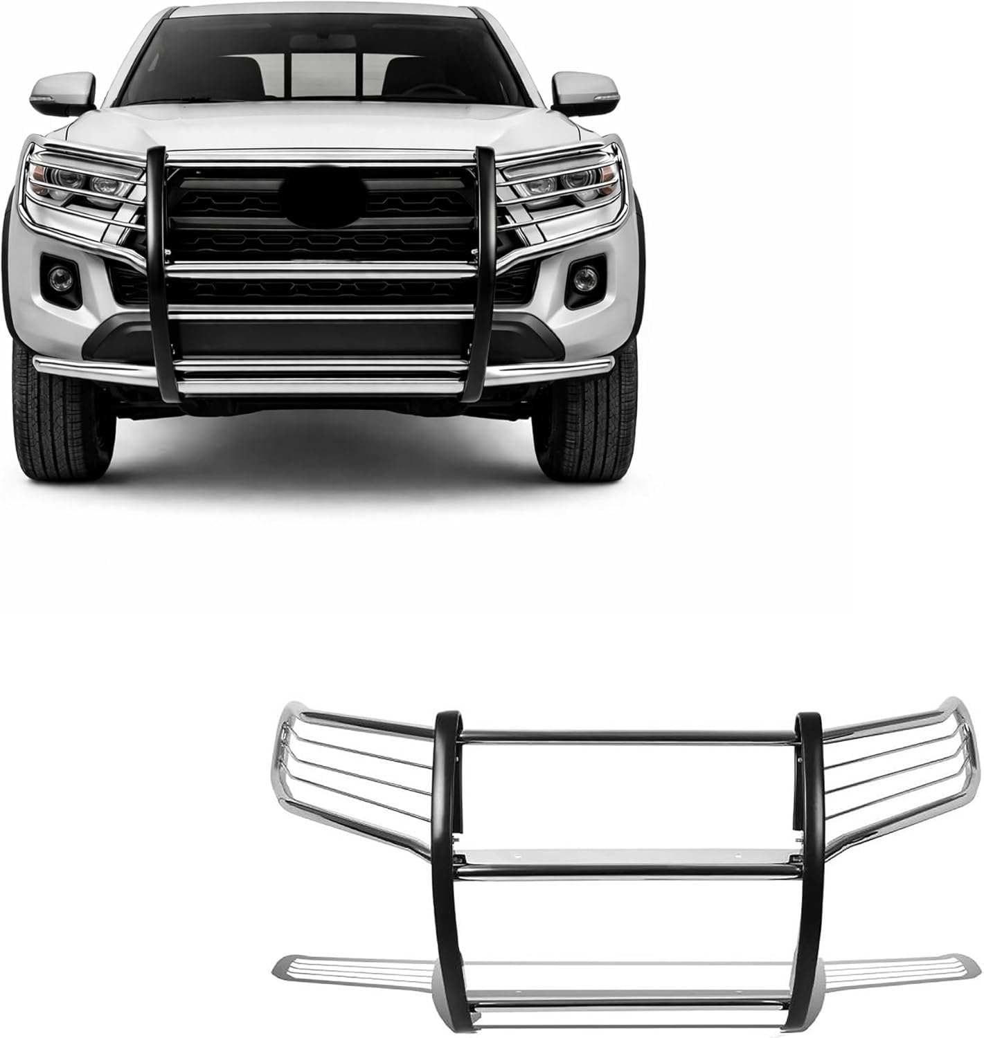 Black Horse Grille brush Bumper Guard Modular Stainless Steel Compatible with 2016-2023 Toyota Tacoma-17A096402MSS