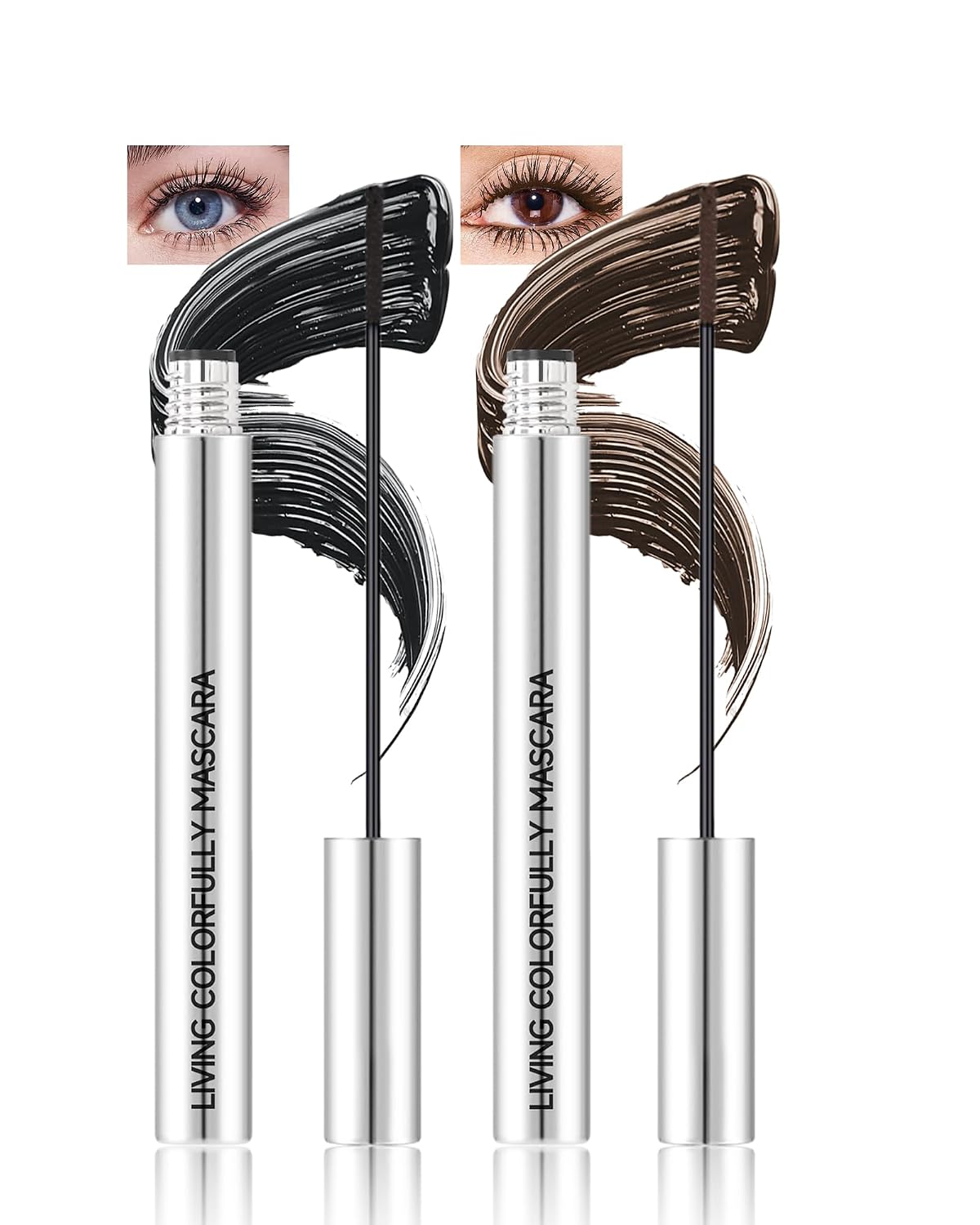 Black Brown Mascara Waterproof, 2Pcs Colored Lengthening Mascara Set