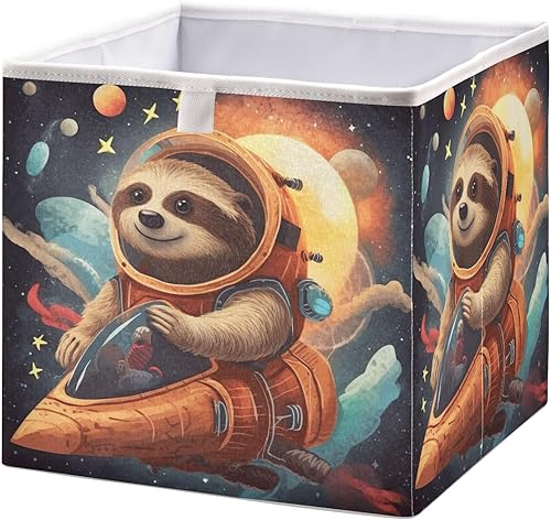 Miniatura 1 de Kigai Cubo de almacenamiento de perezoso, cubos de almacenamiento plegables de tela de 11 x 11 x 11 pulgadas, canastas de almacenamiento portátiles