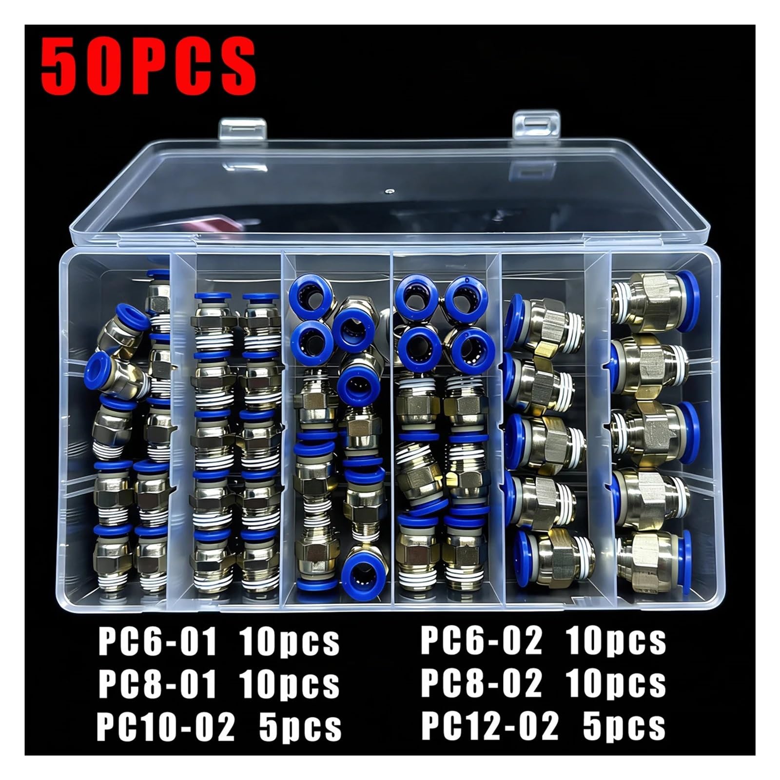 Złączka pneumatyczna 50 sztuk/pudełko Seria PC Szybkozłącze pneumatyczne gwint męski 1/8 1/4 PU 6 mm 8 mm