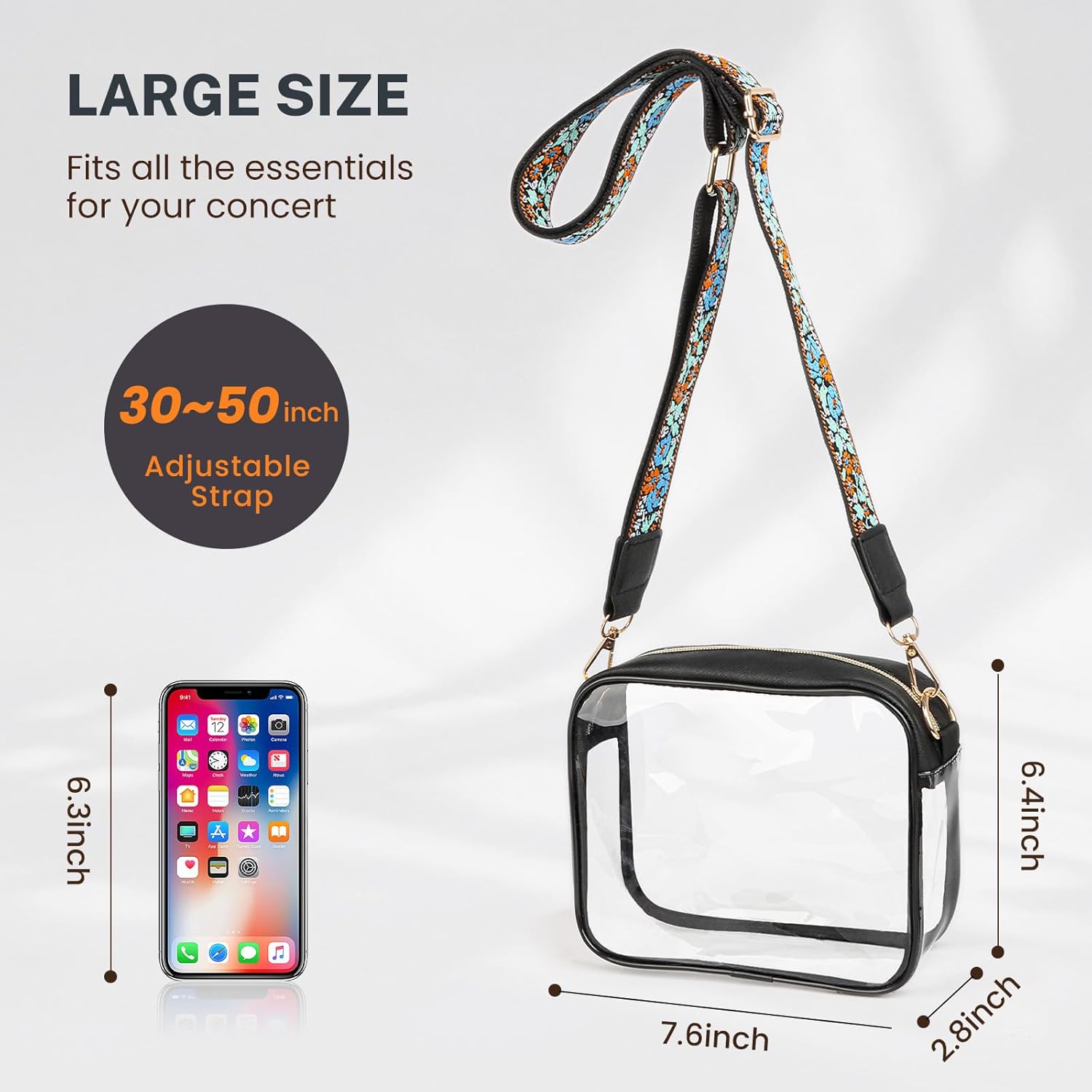 Aveniee Clear Bag Stadium Approved, Clear Purses for Women, Cross body Bag for Concerts with Adjustable Strap - Image 5