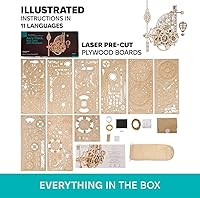 Vista 8 de UGEARS Aero Clock - Rompecabezas 3D de madera para adultos, kit de modelo mecánico de madera para adultos, reloj de pared, rompecabezas 3D con kit